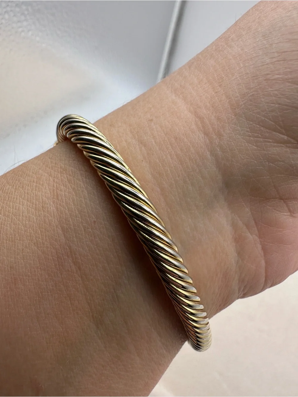 Vintage Twisted Cable Cuff Bracelet Gold Tone Multicolor Glass Cabochons